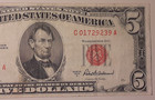 Series 1953a  5 Five Dollar Red Seal United States Note  4-wn10 pb1 C 01729239 A