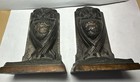 Antique Cast Iron Owls Atop Books Bookends Art Deco 1920s Or 30s Bronze Brass