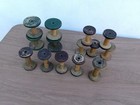   14    Antique Wooden Thread Spools Bobbin Spindles Industrial Textile Mill