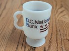 Vintage Dc National Bank Milk Glass Footed Coffee Mug Cup Washington Dc Flag
