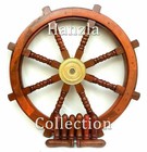 36  Vintage Brass Brown Wooden Ship Steering Wheel Wall Boat Nautical D  cor   