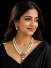 Victorian Pearl Necklace Earrings Set   Brass Gold Plated   Aaa Ad Shell Pearls