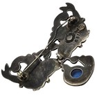1940s Rare Los Castillo Repouss   Sterling Silver Blue Glass Koi Fish Pinbrooch 