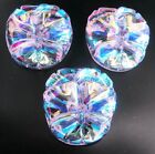 3 Czech Crystal Glass Buttons  p263 - 24 Mm Or Almost 1  - Pansy Wow   Wow   