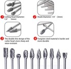 20pcs Tungsten Carbide Rotary Burr Bit Set 1 8  Cutting Carving Burrs For Dremel