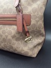 Coach Signature Logo Zip Top Tote Medium Brown Gold Hardware Lined Pockets