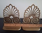 Vintage Brass Bookends Peacock Art Deco Fan Style Set Of 2 Decor