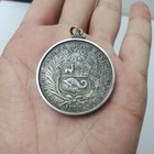 Uncleaned 1889 Tf Peru 1 Sol Coin  With Sterling Silver Pendant Frame   Bail