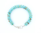 Large 10mm Kingman Blue Green Turquoise Bracelet  Sterling Silver  Lobster Clasp