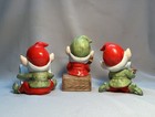 Vintage Set Of 3 Homco   5406 Ceramic Christmas Elf Pixie Gnome Figurines