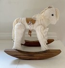 Vintage Ozark Mountain Crafts Wooden Rocking Horse Chenille 11    Nursery Decor