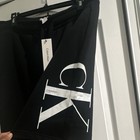 Calvin Klein Men   s Black Solid Sweat Shorts W  Ck Logo  Size L Nwt