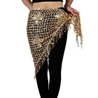 Belly Dance Hip Scarf - Hip Skirt Belly Dancing Belt Triangle Shawl Tassel Gold