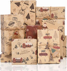 Christmas Wrapping Paper  6 Sheets Vintage Gift Wrapping Paper With Ribbon Tags 