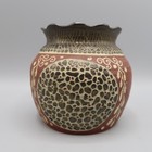 Vintage Jerusalem Clay Pottery Vase Adi Israel 4 Inch Tall Brown Green