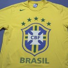 Nike Brazil Cbf Soccer T Shirt Mens Xl Yellow Brasil 5 Star Crest 2010