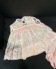 Vintage Handmade Smocked Pink Organza Baby Dress   Romper 6-12 Months 1960   s
