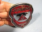 Vintage Jungers Grafton Ws  Stove Emblem Name Plate Metal Red Enamel