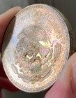 Toned 1948 Mexico Mexicanos Silver 5 Cinco Pesos Cuauhtemoc Toner Toning Tainbow