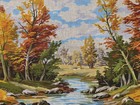 Rare Vintage Needlepoint Canvas Royal Paris  l  Automne Dore    Made In France