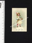 Antique Victorian Christmas Danish Greeting Card Lovely Litho Girl Snow Bell