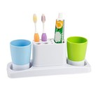 Bathroom Toothbrush Toothpaste Stand Organizer Plastic Storage Rack Blue green