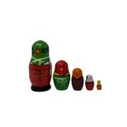Vintage Russian Nesting Dolls Matryoshka Hand Painted Wood 5 Piece Set Green Red