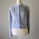 Vtg 50s 60s Pearl Embellished Cotton Cardigan Sweater  S  Union