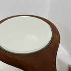 Vintage Handheld Wood Mirror With Beveled Glass About 11 5  Long Curved Handle