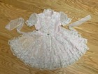 Vtg Girls Ruffles Lace Sheer Party Pageant Full Circle Pink White Dress 6x Usa