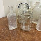Lot 16 Antique Vintage Blown Pressed Embossed Marked Medicine Food Bottles