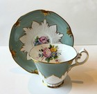 Paragon White Center Cup Saucer Sage Floral Detail Scalloped Edge Gold  A Series