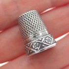 925 Sterling Silver Antique Art Deco European Flower Oxidized Sewing Thimble