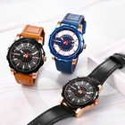 Men s Business Casual Geniune Leather Strap Lumious Quartz Wrist Watch With Date