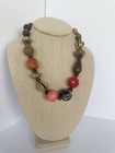 Vintage Boho Wooden Mixed Multi Colorful Chunky Beads 18    Statement Necklace