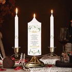 3 Unity Floral Candles For Wedding Ceremony Set With Golden Holder White Pillar