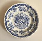 Antique C1820-40 Minton Blue Transferware Armorial Plate Ironmongers Company Vgc