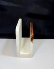 Vintage Mcm Solid Marble Wood Inlay Napkin Holder Letter Holder Made In India