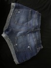 Women   s Blue Distressed Denim Cut Off Shorts Size 2 Frayed Fringe 5-pocket