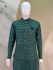 Mens Indian Kurta Pajama Set Roman Silk Embroidered Koti Wedding Party Wear