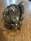 Vintage Art Nouveau Gold Tone Metal Footed Trinket Casket Jewelry Box Lined
