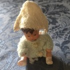 Vtg Shackman 1960s 1970s Soft Rubber 2 7 8  Baby Doll House Miniature Blue W Hat