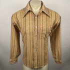 Vtg 60s 70s Shirt Mens Xl Disco Hippie Geometric Mcm Boho Nik Woodstock Catch 2
