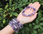 Amethyst Tumbled Stone Crystal Bracelet 6-8mm   Genuine Gemstone Jewelry