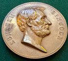 Abraham Lincoln Inauguration Memorial Antique Usa Bronze Commemorative Medal