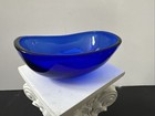 Two Vintage Deco Oval   Square Cobalt Blue Bowls 3  Small Ink Well   Jewelry 