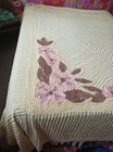 Chenille Bedspread Vtg  Yellow With Colorful Floral Pattern 86   x100   
