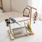 Natural Wooden Parrot Perch Gym Playground Stand For Birds - Gym Style 1