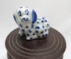Wood Trinket Box With Porcelain Spotted Dog Finial On Lid