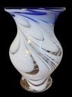 White   Blue Swirl Glass Vase 10 
